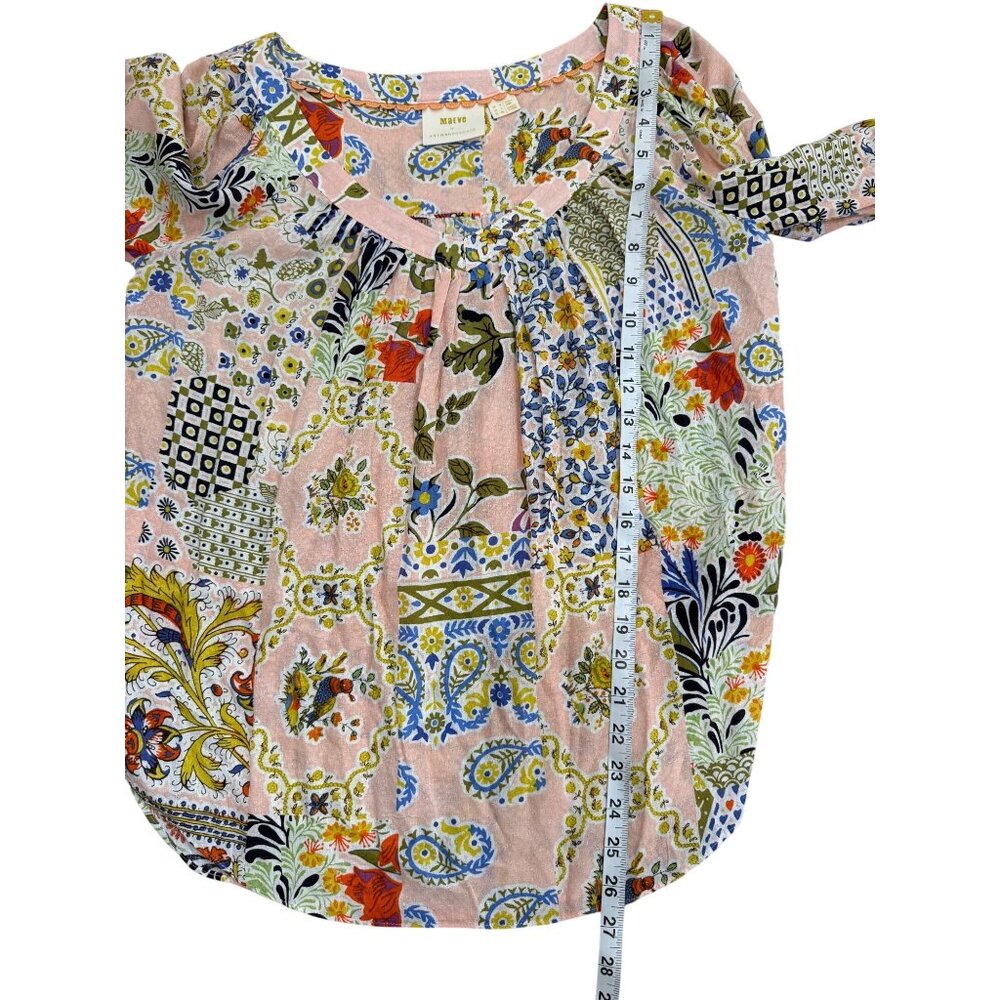Maeve by Anthropologie Size 4 Boswell Top Boho Floral Paisley Peasant Blouse - Picture 6 of 9